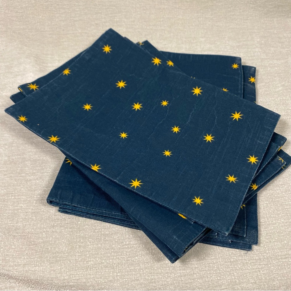 Huntington Home Blue Celestial Napkins Yellow Star starburst burst night space